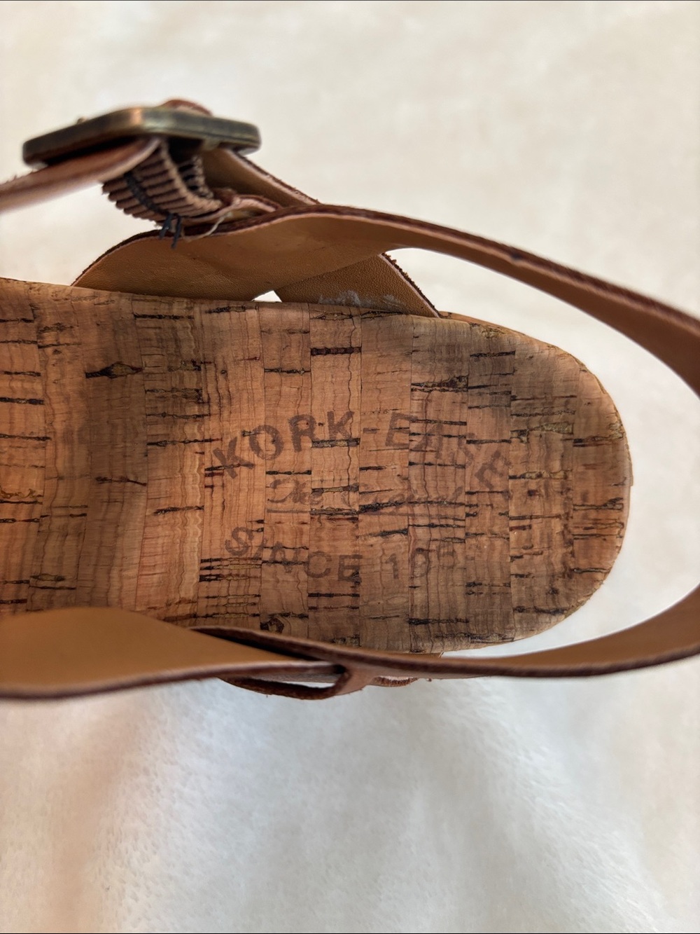 Kork-Ease Brown Leather Cork Wedge Sandals - Picture 3 of 6